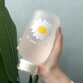 img 2 attached to 🌼 480ml Cute Water Bottle with Scale, Milk Juice, 2 Lids, Little Daisy Matte, Portable Transparent Cup, Grass Bottles Creative Handy Cup (Six Flowers)