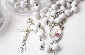 img 1 attached to 👶 Premium 12-Piece White Scented Wooden Rosaries: Ideal Baby Baptism Party Favors with Elegant Case