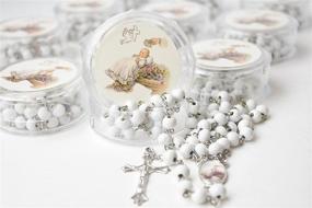 img 3 attached to 👶 Premium 12-Piece White Scented Wooden Rosaries: Ideal Baby Baptism Party Favors with Elegant Case