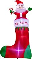 seasonjoy 10ft santa on stockings christmas inflatable decorations - outdoor yard lawn garden decor logo