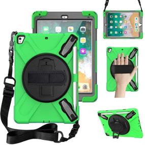 img 4 attached to 📱 ZenRich Universal iPad 9.7 inch Case - Green, with Kickstand Hand Strap and Shoulder Strap, for iPad 9.7 2017/2018, iPad Air 2, and iPad Pro 9.7 2016