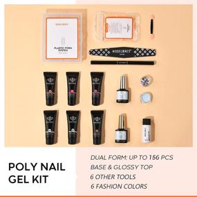 img 3 attached to 💅 Modelones Poly Nail Gel Kit: 6 Colors Nail Extension Gel Kit with Slip Solution, Rhinestones, and French Nail Art Design - Perfect for DIY Nail Manicure at Home