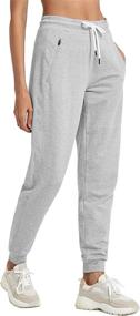 img 3 attached to 🩳 Cotton Jogger Lounge Sweatpants for Women - PULI Ribbed Splicing with Zippered Pocket for Workouts