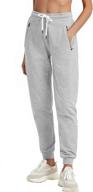 🩳 cotton jogger lounge sweatpants for women - puli ribbed splicing with zippered pocket for workouts logo