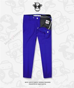 img 2 attached to Baby Muffin Presents Black n Bianco First Class Slim Fit Dress Pants for Boys with Tapered Flat Front
