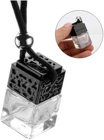 img 1 attached to 🚗 Transform Your Car with 4 Packs of Empty Square Perfume Bottles - Car Essential Oil Diffuser for a Fresh and Fragrant Ride (Black)