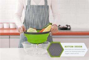 img 2 attached to TOPULORS Set of 3 Green Collapsible Colanders with Sturdy Plastic Base 🥦 - Ideal for Pasta, Vegetable, and Fruit Rinsing & Draining in the Kitchen