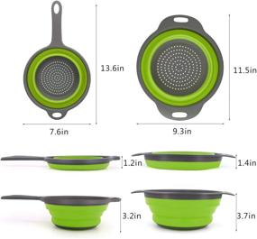 img 1 attached to TOPULORS Set of 3 Green Collapsible Colanders with Sturdy Plastic Base 🥦 - Ideal for Pasta, Vegetable, and Fruit Rinsing & Draining in the Kitchen