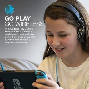 img 2 attached to 🎧 JLab JBuddies Play Wireless Gaming Kids Headset, Black, 22+ Hours Bluetooth 5 Playtime with 60ms Super-Low Latency for Mobile Gameplay, Retractable Boom Mic, AUX Cord Compatible with Gaming Consoles