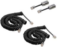 📞 sincoda 2 pack 13 feet extended modular coiled telephone phone handset curly cable cord +2 pack 360 degree telephone cord detangler rotating (13ft) logo