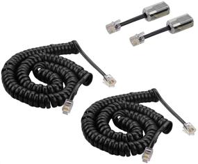 img 4 attached to 📞 SINCODA 2 Pack 13 Feet Extended Modular Coiled Telephone Phone Handset Curly Cable Cord +2 Pack 360 Degree Telephone Cord Detangler Rotating (13FT)