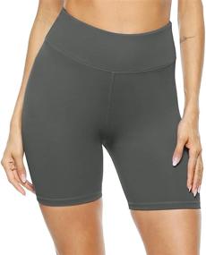 img 4 attached to 🩳 PERSIT Women's High Waist Printed Workout Yoga Shorts with Two Concealed Pockets, Opaque Tummy Control Athletic Shorts