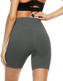 img 2 attached to 🩳 PERSIT Women's High Waist Printed Workout Yoga Shorts with Two Concealed Pockets, Opaque Tummy Control Athletic Shorts