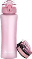 🍼 bpa-free kids water bottle, 15 oz sports reusable water bottles with straw and chug lids, spill-proof leak-proof design with timed drink reminders for school, travel, bike, gym - baby pink logo