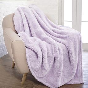 img 4 attached to Cozy up with the PAVILIA Fluffy Sherpa Throw Blanket - Lavender Light Purple, 50x60