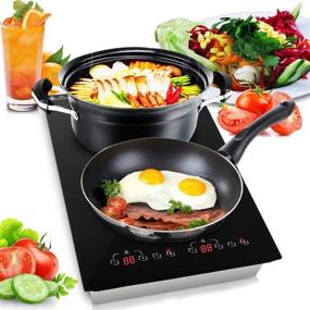 img 4 attached to NutriChef - Dual 120V Electric Induction Cooker - 1800w Digital Ceramic Countertop Double Burner Cooktop - Black" - slightly optimized product name: "NutriChef - Dual 120V Induction Cooker - 1800w Digital Ceramic Countertop Double Burner Cooktop - Black