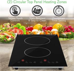 img 1 attached to NutriChef - Dual 120V Electric Induction Cooker - 1800w Digital Ceramic Countertop Double Burner Cooktop - Black" - slightly optimized product name: "NutriChef - Dual 120V Induction Cooker - 1800w Digital Ceramic Countertop Double Burner Cooktop - Black