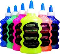 🌈 neon glitter glue set - 6.7oz (200ml bottles) in 6 vibrant colors: pink, green, blue, yellow, purple, and orange logo