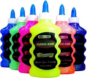 img 1 attached to 🌈 NEON Glitter Glue Set - 6.7oz (200ml Bottles) in 6 Vibrant Colors: Pink, Green, Blue, Yellow, Purple, and Orange