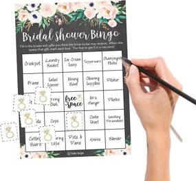 img 3 attached to 🌸 Rustic Vintage Pink Flower Bridal Shower Bingo Game Cards: Bulk Funny Gift Ideas with Wedding Ring Bingo Chip Markers