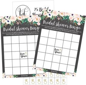 img 1 attached to 🌸 Rustic Vintage Pink Flower Bridal Shower Bingo Game Cards: Bulk Funny Gift Ideas with Wedding Ring Bingo Chip Markers