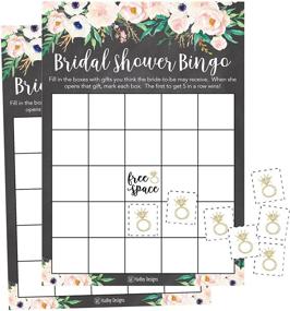 img 4 attached to 🌸 Rustic Vintage Pink Flower Bridal Shower Bingo Game Cards: Bulk Funny Gift Ideas with Wedding Ring Bingo Chip Markers