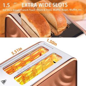 img 3 attached to 🍞 Cotomier Rose Gold Retro Toaster 2 Slice - Stainless Steel Toaster with Defrost, Bagel, Cancel Functions & 6 Shade Settings