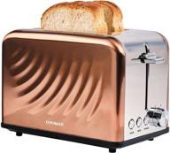 🍞 cotomier rose gold retro toaster 2 slice - stainless steel toaster with defrost, bagel, cancel functions & 6 shade settings логотип