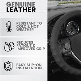 img 3 attached to 🚗 BDK Black Leather Steering Wheel Cover for Car, Small (13.5" - 14.5") – Enhanced Comfort Grip for Men & Women, Universal Fit Steering Wheel Cover for Vehicles with Small Steering Wheels