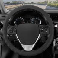 🚗 bdk black leather steering wheel cover for car, small (13.5" - 14.5") – enhanced comfort grip for men & women, universal fit steering wheel cover for vehicles with small steering wheels logo
