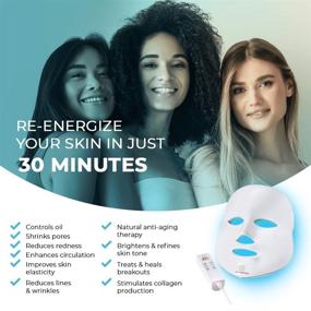 img 1 attached to 💆 Dermashine Pro 7 Color Wireless LED Face Mask - Photon Red Light for Rejuvenating Healthy Skin, Collagen Boost, Anti-Aging, Wrinkle Reduction - Korean Facial Care Mask, LED Face Mask Therapy