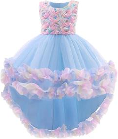 img 4 attached to 👗 High Low Applique Embroidered Girls' Dresses with Shimmering Toddler Style