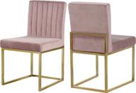 🪑 meridian furniture giselle collection pink velvet dining chair set, modern contemporary design with sturdy metal base, 18" w x 22" d x 32" h, pack of 2 logo