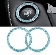 💎 blue rhinestone car sticker - engine ignition button interior decoration 2pcs | winka logo