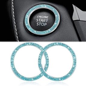 img 4 attached to 💎 Blue Rhinestone Car Sticker - Engine Ignition Button Interior Decoration 2pcs | WINKA