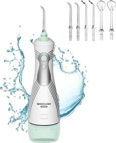 img 4 attached to SENSOLOGY Water Flosser: Portable and Rechargeable Cordless Dental Oral Irrigator with 5 Modes - 230ML, IPX7 Waterproof, Ideal for Braces & Bridges Care - Includes 6 Nozzles