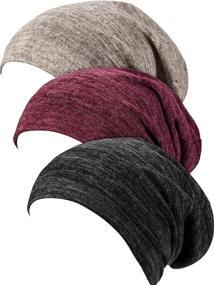 img 4 attached to 🎩 SATINIOR Satin Lined Sleep Cap: Stylish Slouchy Beanie Slap Hat – Set of 3