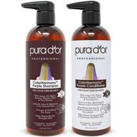 pura d'or colorharmony purple shampoo & conditioner biotin set (16oz x 2) - ideal for bleached, blonde, 👩 silver & color treated hair - with keratin, bamboo fiber, no sulfates - natural ingredients - for men & women logo