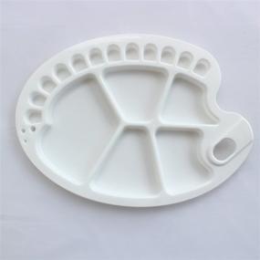 img 2 attached to 🖌️ 49 Hole and 17 Well Paint Brush Holder and Organizer in Ellipse Shape, White Plastic Palette Paint Tray