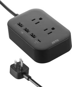 img 4 attached to JOTO 2 Выходные защитные устройства с USB "умным" зарядным устройством и портом Type C - черный с кабелем длиной 6,6 фута - Дом/Офис/Путешествия Зарядная станция