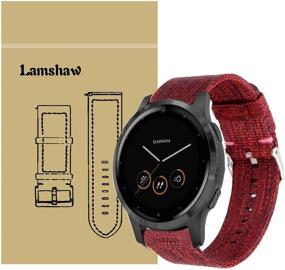 img 2 attached to 🔴 Blueshaw Breathable Nylon Woven Fabric Replacement Band for Garmin Vivoactive 4S Smartwatch - Compatible and Stylish 40mm Accessory (Red)