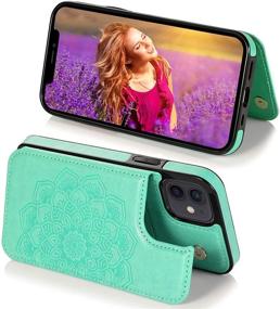 img 2 attached to 👜 Crosspace iPhone 11 Pro Case Wallet for Women and Girls [5.8 inch, 2019 Release] with Card Holder & Embossed Mandala Flower - Premium PU Leather Flip Cover Cases in Mint Green