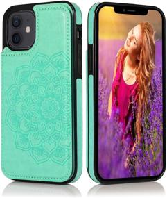 img 3 attached to 👜 Crosspace iPhone 11 Pro Case Wallet for Women and Girls [5.8 inch, 2019 Release] with Card Holder & Embossed Mandala Flower - Premium PU Leather Flip Cover Cases in Mint Green