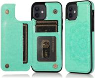 👜 crosspace iphone 11 pro case wallet for women and girls [5.8 inch, 2019 release] with card holder & embossed mandala flower - premium pu leather flip cover cases in mint green logo