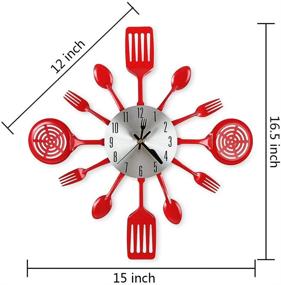 img 3 attached to CIGERA 16 Inch Large Kitchen Wall Clocks with Spoons and Forks: Stylish Home Decor and Perfect Gifts in Red