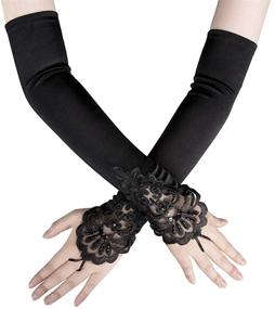 img 4 attached to Xuhan Flapper Fingerless Evening Black 1