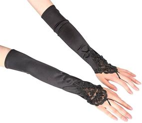 img 1 attached to Xuhan Flapper Fingerless Evening Black 1