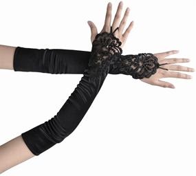 img 2 attached to Xuhan Flapper Fingerless Evening Black 1