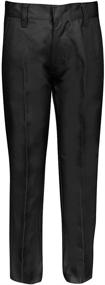img 3 attached to Boys' Adjustable Waist Premium Flat Front Pants in Khaki, Navy, Black, and Grey