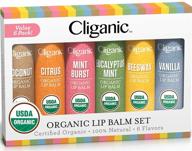 cliganic usda organic lip balm holiday gift set - stocking stuffer, 6 flavors - 100% natural moisturizer for dry and cracked lips logo